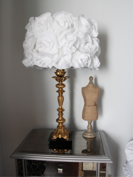 Lampshade with fabric flowers