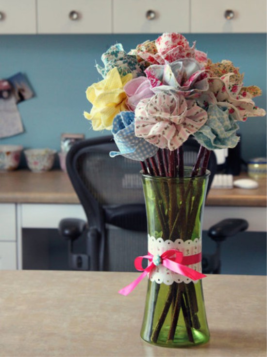 Fabric flowers in a vase