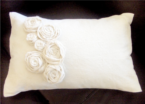 Fabric rose pillow