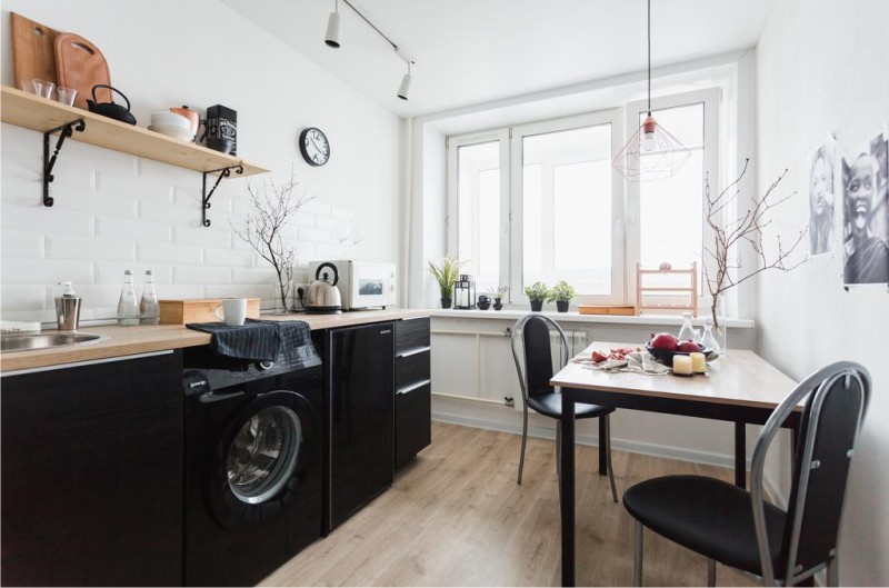 Zwart en witte keuken 7,5 m²