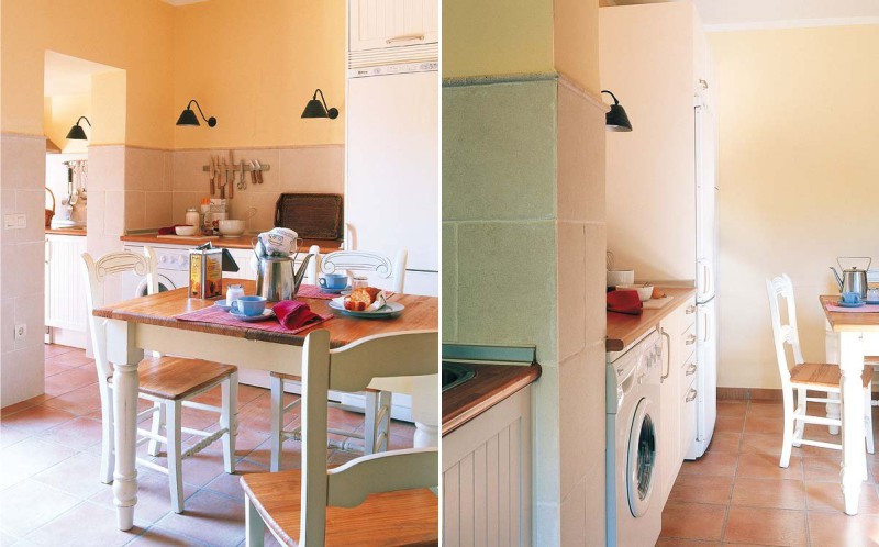 Kitchen Design with Country Style Washing Machine