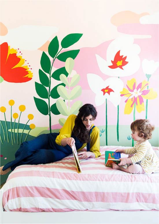 Ručně malované stěny v dětském pokoji
