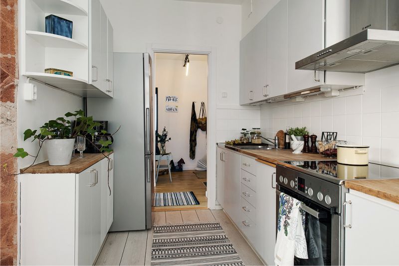 To-række køkken layout på 8 kvadratmeter. m