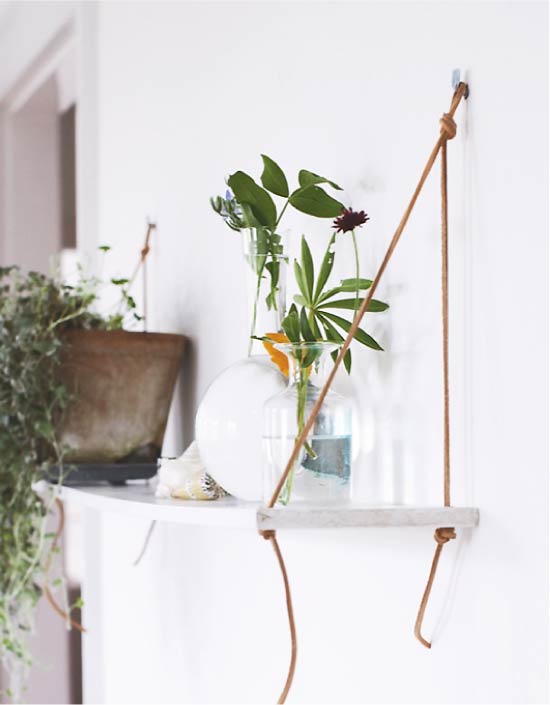 Hanging shelf with plants