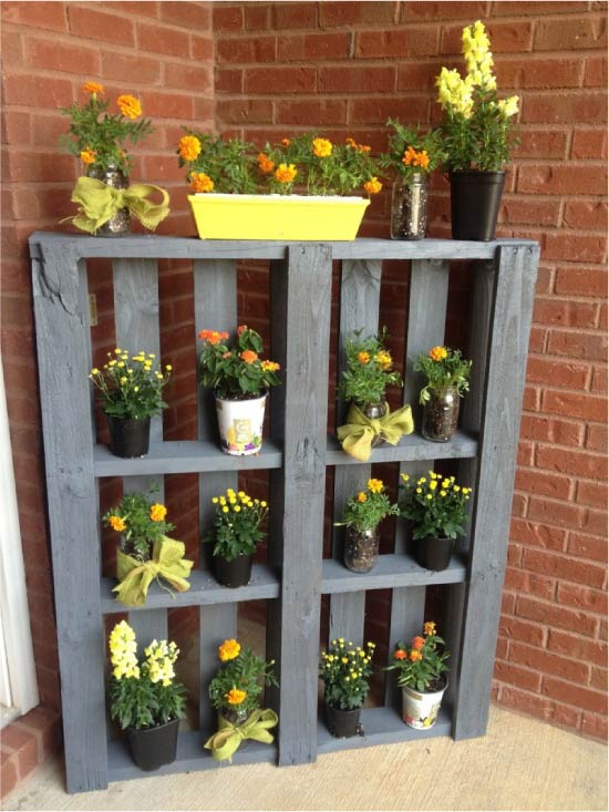The shelf for flowers from the pallet