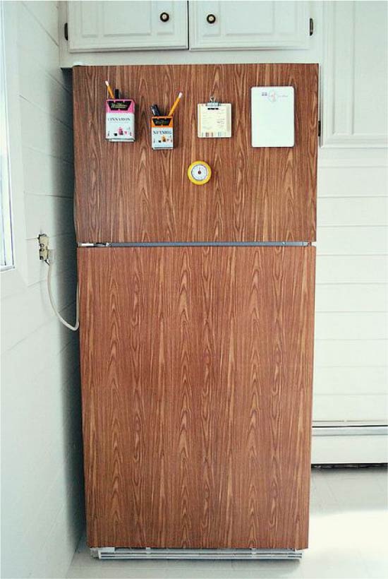 Vinyl-overdækket køleskab